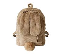 SUFUZEGA Kawaii Plush Patchwork Bunny Ear Pink Backpack Cute Fuzzy Fluffy Rabbit Daypack for Women Girl, Gkhaki, Classic