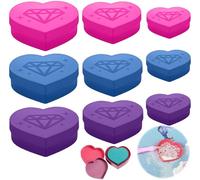 Sugamm 9 Pack Heart Shape Diamond Rhinestone Plate Tray, Plastic Bead Sorting Trays Large, Medium and Small Three Sizes Diamond Painting Tray, Diamond Painting Accessories Tools for DIY Art Craft