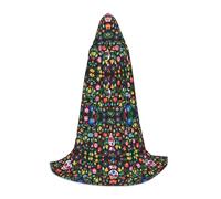 Sugar And Skulls And Flowers Hooded Cape For Teenagers Witch Vampire Cosplay Party Halloween Christmas Printed Long Cloak
