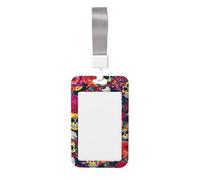 Sugar and Skulls and Flowers Id Badge Holder with Detachable Neck Strap, Waterproof Vertical Name Card Holders, for Nurse Students Teachers Staff