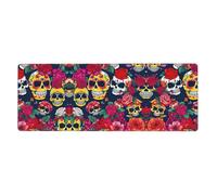 Sugar and Skulls and Flowers Keyboard and Mouse Pad, Extra Large Desk Cover, Spill Resistance Mat for Smooth Tracking