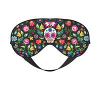 Sugar and Skulls and Flowers Light Blocking Sleep Mask Adjustable Comfortable Soft Eye Cover Reversible Night Rest