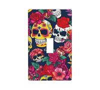 Sugar and Skulls and Flowers Print Switch Plate Covers,1 Gang Wall Plate Single Toggle Light Switch Cover Plate