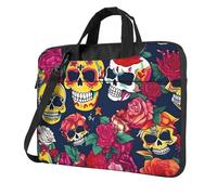 Sugar And Skulls And Flowers Print Ultra-Thin Portable Laptop Bag Stylish Women Men Briefcase Office Commute Travel