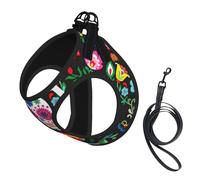 Sugar And Skulls And Flowers Printing Puppy Summer Vest Harness With Reflective,Dog Accessories For Small Medium Large Dogs And Cats