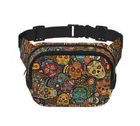 Sugar and Skulls Style Fanny Packs for Women Men, Fashion Waist Packs for Workout Running Traveling Hiking