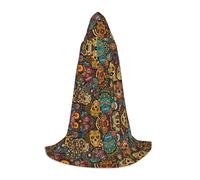 Sugar And Skulls Style Hooded Cape For Teenagers Witch Vampire Cosplay Party Halloween Christmas Printed Long Cloak