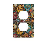 Sugar and Skulls Style Print Duplex Device Receptacle Wall Plate Electrical Switch Plate Outlet Cover.
