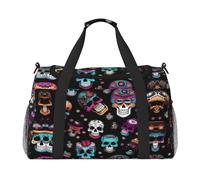 Sugar and Skulls Style print Overnight Bags for Women and Men Shoulder Bag Carry On Bag for Traveling Travel Essentials, Black, One Size