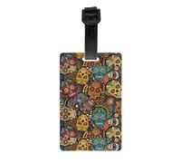 Sugar and Skulls Style Print Retro PVC Luggage Tag Durable Travel ID Holder for Suitcase Vintage Style Baggage Tag