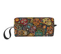 Sugar and Skulls Style Print Simple Organizer Pouch, Lightweight Travel Bag, Foam Padded Cosmetic Case
