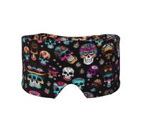Sugar and Skulls Style Print Sleep Eye and Ear Muffs Mask - Adjustable Yoga Travel Headband, Keep Warm Shading Comfortable Aid