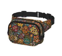 Sugar and Skulls Style Print Waist Bag Fanny Packs for Men&Women with Adjustable Belt for Workout Outdoors