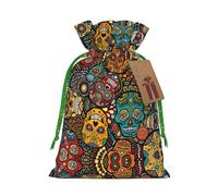 Sugar And Skulls Style Printed Drawstring Gift Bags,Various Sizes, Bulk Plastic Packaging Bags