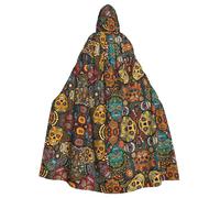 Sugar And Skulls Style Printed Hooded Cloak Robe Cloak Witch Vampires Grim Reaper Devil For Boy Girl Cosplay Costume