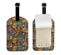 Sugar and Skulls Style Printed Leather Luggage Tag, Durable Baggage Identifier, Soft PU ID Label, for Business Travel