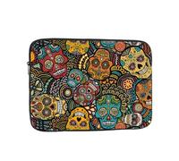 Sugar and Skulls Style Printed Sleeve for 15 Inch Laptop, Shockproof Oxford Fabric Protective Case Bag