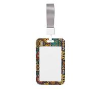 Sugar and Skulls Style Vertical Id Card Badge Holder with Neck Strap, Printed Waterproof Name Card Holder for Work Office Nurse School