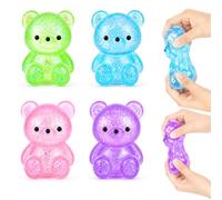 Sugar Bear Squishy Toys, Mini Maltose Gummy Bear Squishies, Slow Rising Sugar Squishy Balls, Sensory Fidget Stress Relief Squeeze Toys for Kids Adults Anxiety Relief, 4PCS