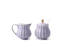 Sugar Bowl Ceramic Sugar Bowls and Milk Jug Combination Household Coffee Utensils Accessories Sugar Bowl with Lid Pointed Mouth Milk Jug Candy jar Jars,White-One Size,Purple-One Size