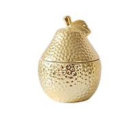 Sugar Bowl Dispenser,Seasoning Canister, Gold Sugar Bowl with Lid, Sugar Pot Home Decor Fruit Shaped Salt Bowl Seasoning Box Spice Jars, Ceramic Spice Box with Spoon-pear-0.3 ( Color : Pear , Size : 0