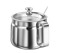 Sugar Bowl with Lid - 500ml Stainless Steel Storage Pot,Ghee Dispenser with Lid and Spoon,for Kitchen Home Bar Tea Salt Oil Seasoning Cooking