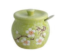 Sugar Bowl with Lid and Spoon 400ml, Flower Pattern Sugar Holder for Coffee Bar,Ceramic Sugar Dish