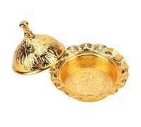 Sugar Candy Bowl with Lid, Sweet Bowl Turkish Delight Bowl Decorative Antique Ottoman Brass Sugar Jar Candy Servers Snacks Delights Decorative Kitchen Buffet Wedding Decor(Gold), 10 X 7cm