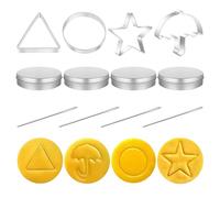 Sugar Candy Making Tools, 12PCS Cookie Cutters Biscuit Molds with Tin Case Needle, Umbrella Triangle Star Round Baking Cake Mold for Korean Silver