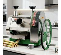 Sugar Cane Juice Press, Manual Juicer with Stainless Steel Rollers, Wide Feed, Adjustable Crank, No-Peel Design for Household and Juice Shops