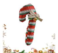 Sugar Cane Ornaments - Christmas Ornaments with Sugar Sticks, Red and White Fabric Pendants with Bell E, Christmas Decorations with Sugar Sticks and