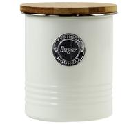 Sugar Canister Vintage Cream Metal Tin Labelled Airtight Lid Storage Organiser