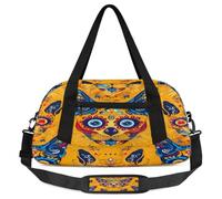 Sugar Cat Skull Kids Overnight Duffle Bags Boys Girls Teen Colorful Skull Sports Gym Bag for Weekender Travel Gymnastics Dance Ballet