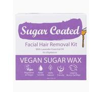 Sugar Coated Organic Facial Hair Removal Sugar Wax Kit, Gentle Face Wax Strips for Eyebrows & Upper Lip, Hair Remover with Lavender Oil to Soothe Skin, Sugar Waxing Kit for Sensitive Skin, 200g