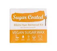 Sugar Coated Organic Bikini Sugar Wax Kit with Strips, Natural & Gentle Hair Removal for Bikini Line, At-Home Sugar Wax with Calendula Oil to Calm Sensitive Skin, Non-Damaging Bikini Wax, 200g