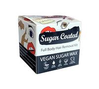 Sugar Coated Organic Full Body Hair Removal Sugar Wax Kit, Gentle & Non-Damaging Waxing Kit with Strips, At-Home Waxing for All Skin Types, Naturally Scented Leg, Face & Bikini Wax, 250g