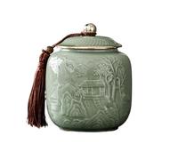 Sugar Container Ceramic Tea Caddy Storage Container, Kung Fu Black Retro and Multifunctional Spice Containers