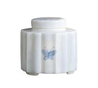 Sugar Container Hand-Painted Ceramic Tea Caddy Storage Jar Small Size Suitable for Green Kitchen Container Spice Containers