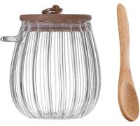 Sugar Container, Sugar Bowl,Sugar Container,Sugar Jar,Petal Glass Storage Jar with Airtight Bamboo Lid and Spoon, Coffee Nuts Container, Food Storage Containers for Tea, Coffee(Trap A)(Oval A)