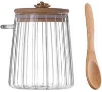 Sugar Container, Sugar Bowl,Sugar Container,Sugar Jar,Petal Glass Storage Jar with Airtight Bamboo Lid and Spoon, Coffee Nuts Container, Food Storage Containers for Tea, Coffee(Trap A)(Trap A)
