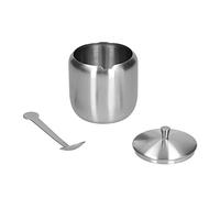 Sugar Container, Sugar Dish with Spoon and Lid 370ML Stainless Steel Polished Brushed Sugar Jar with Lid and Spoon for Storing Salt, Monosodium Glutamate, Sugar, Chili
