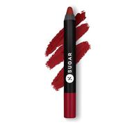 SUGAR Cosmetics Matte As Hell Crayon Lipstick 10 Cherry Darling (Cherry Red) with free sharpener, 2.8 gm