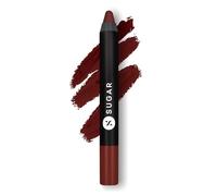 SUGAR Cosmetics Matte As Hell Crayon Lipstick 13 Murphy Brown (Chocolate Burgundy) with free sharpener, 2.8 gm