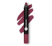 SUGAR Cosmetics Matte As Hell Crayon Lipstick 15 Stephanie Plum (Plum Mauve) with free sharpener, 2.8 gm
