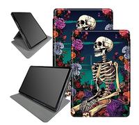 Sugar Flower Skull Case Design for Microsoft Surface Go 3 2021 / Surface Go 2 2020 / Surface Go 2018 10-inch Tablet, 360 Degree Rotating Multiple Viewing Angles Case with Auto Sleep/Wake