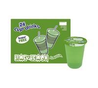 Sugar Free Big Time Flavoured Cup Drinks 24 x 200ml, Assorted Fruit Flavours, Kids Juice Cups with Paper Straws, School Lunch & Picnic Drinks, Ready to Drink (Lime & Lemon)