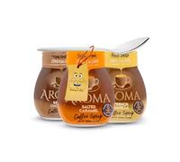 Sugar Free Coffee Syrups Bundle Includes: 3x Aroma Mini Coffee Syrups | Caramel Syrup, French Vanilla Syrup & Belgian Chocolate | (66ml each) Zero Calorie| Bundled with 1x Little Spoon by Donny & Dev