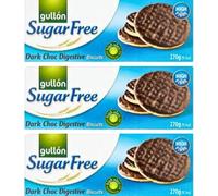 Sugar Free Digestive Biscuits Bundle Consisting Gullon Dark Chocolate Sugar Free Digestive Biscuits 270g (3 Pack) - Diabetic Friendly Biscuits