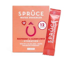 Sugar-Free, Low Calorie Water Enhancer With Vitamins & Minerals - Skin, Enhance Beauty, Support Immunity, Heart & Brain, Boost Metabolism - Raspberry & Elderflower, 12 Sachets