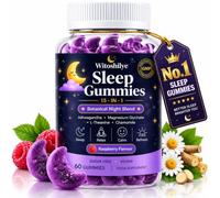 Sugar Free Sleep Gummies, 2026 Maximum Strength Night-Time Relaxation Support, Fast Absorbing 15-in-1 Formula with Ashwagandha & Magnesium & L-Theanine, Natural Vegan, Raspberry Flavour (60 Gummies)